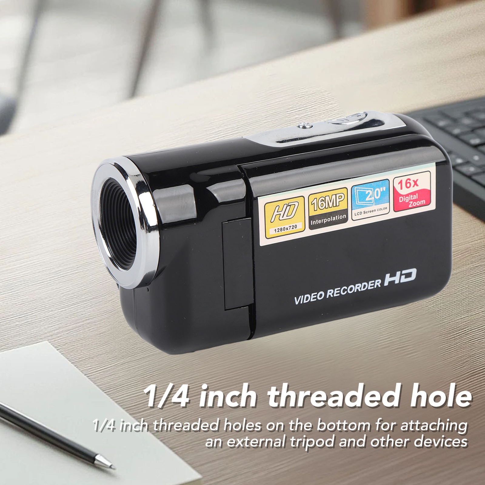 .Digital Video Camera 2 Inch Color Screen 1080P 16MP 16x Zoom Anti Shake DV