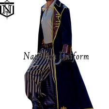 Men's Halloween Costume Cosplay Coat Navy Blue Wool Pirate Frock Coat
