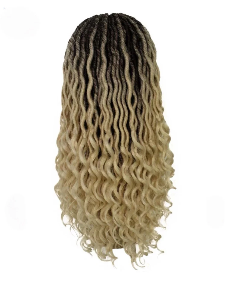 Peluca sintética LuxLuxe Andrea 4x4 larga rizada atada a mano trenza Ombré Locs Foto 4 de 4