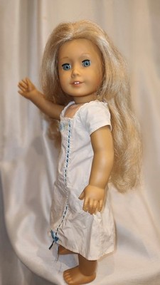 American Girl Doll Caroline Abbott Blonde Curly Hair Aqua Eyes Retired EUC 2012