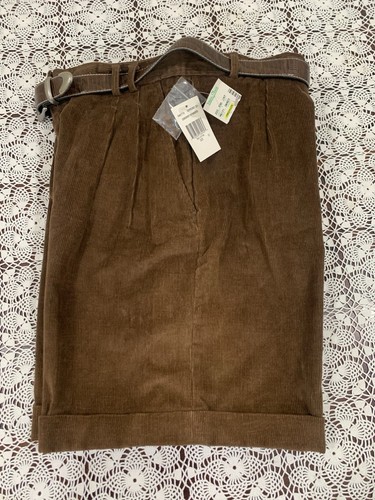 Rafaella Corduroy Shorts Women's 12 Brown Pleated High Waist Cotton 30” X 7” - 第 3/11 張圖片