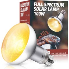 100W Reptile Heat Lamp Bulb Full Spectrum UVA UVB, Sun Lamp Basking Light for...