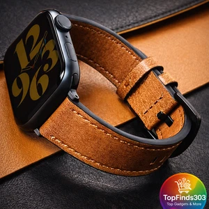 Genuine Leather Strap for Apple Watch Ultra 49mm / Series 3-9 SE | Men’s Band