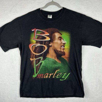 Vintage Bob Marley Shirt Men Sz S/M Black Rap Tee Smile Jamaica 90s Double Sided