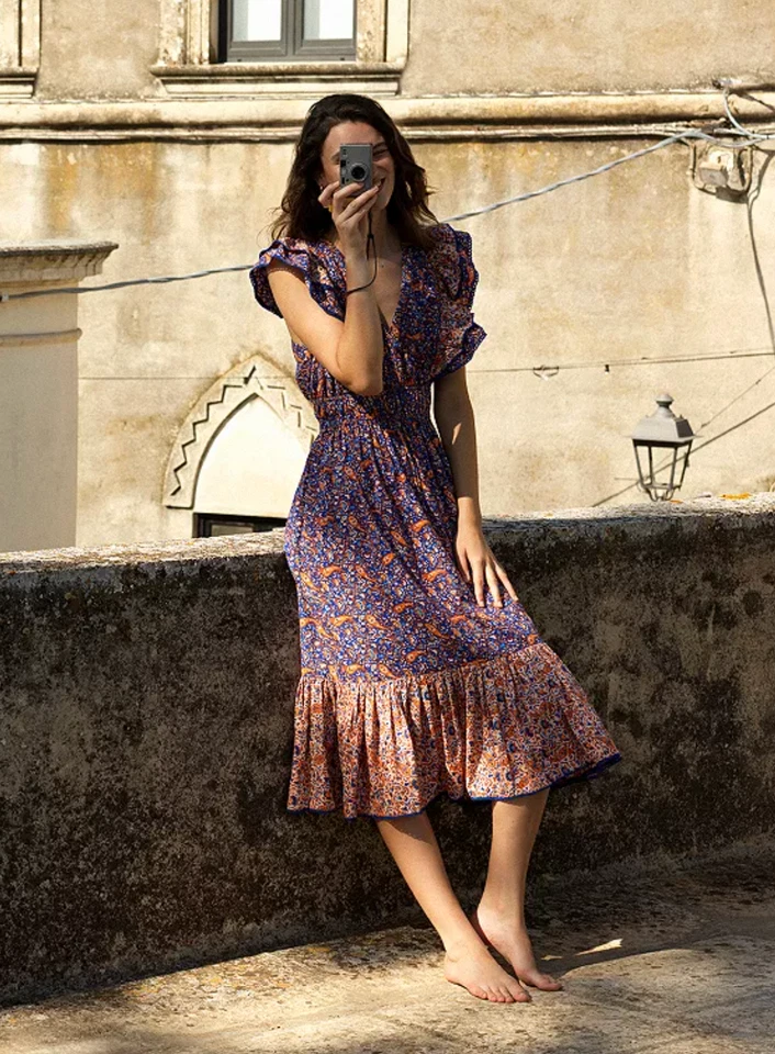 Vestido midi con volantes Anathia Blaire FRENCH CONNECTION talla US 12. Nuevo con etiquetas Foto 2 de 4