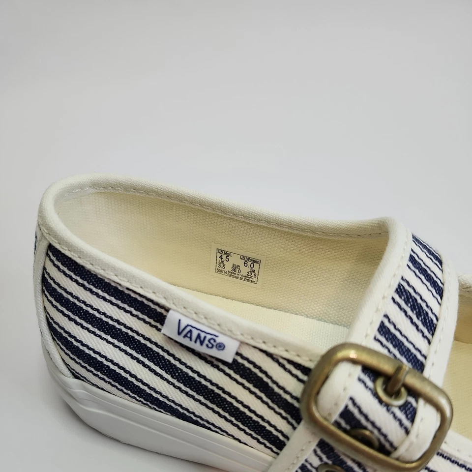 Zapatos VANS Mary Jane para mujer talla 6 EE. UU. francés Riviera garceta a rayas raros usados en excelente estado Foto 2 de 4
