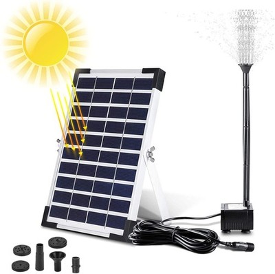 Solar Teichpumpe Solarpanel Bachlaufpumpe Solar Pumpe Gartenbrunnen mit 4 Düsen