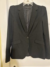 Zara Women  s Basic Black Blazer Career Size Small Minimalist Single Button