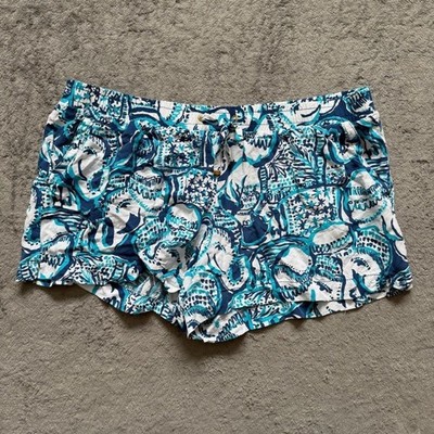 Lilly Pulitzer Katia Shorts Keep On Trunkin Elephant Print Flowy Beach Preppy
