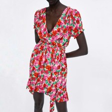 zara floral print wrap dress