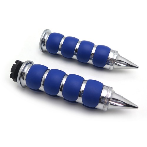 Cromo Azul Goma 7/8" 22mm Manillar Agarre Para Suzuki Kawasaki Yamaha Honda - Imagen 3 de 7