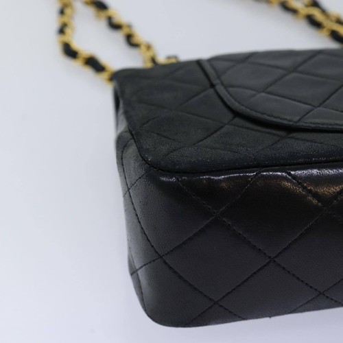 CHANEL Matelasse Chain Shoulder Bag Lamb Skin Black CC Auth 72241A - 第 16/24 張圖片