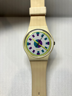 Swatch - Alpine - GW113 - 1989 Collectible Vintage - With Catalog ~ Geo White 