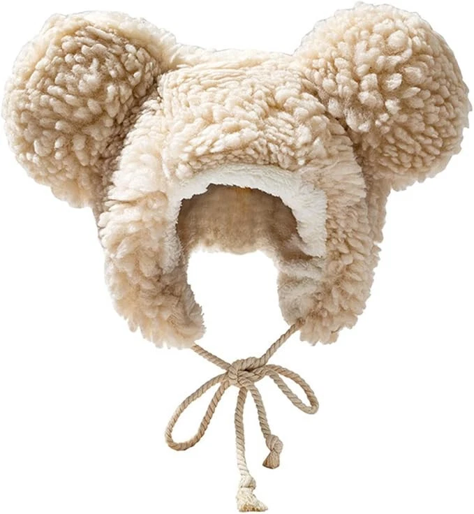Sombrero de Oso Difuso Unisex Esponjoso Imitación Piel Animal Critter Gorra Ushanka Orejas Grandes Gorro Foto 3 de 4