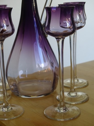 MOSER ALTES SERVICE SCHNAPSGLÄSER UM 1900 KRISTALL FARBE LILA - Bild 4 von 16