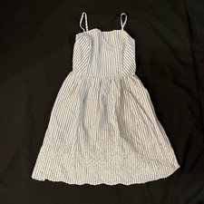 Gap Women's Blue Stripe Eyelet Cami Fit And Flare Dress