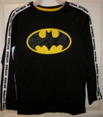 Batman Logo Black Long Sleeve Shirt Size Boys Size 2XL XXL 18 NWT