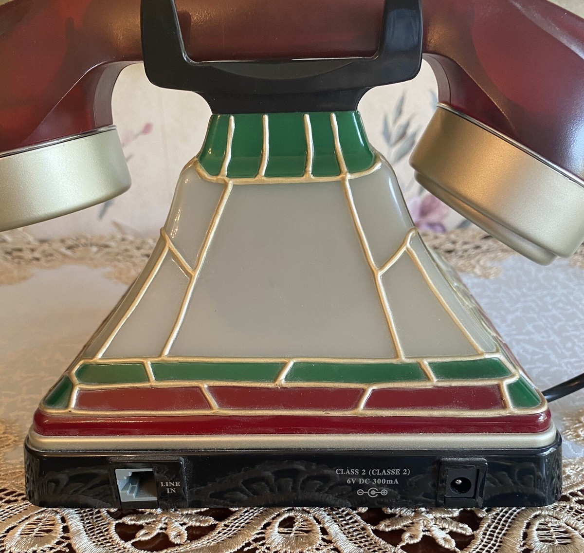 Vintage Coca-Cola Telephone Light Up Stained Glass Look 2001 Land