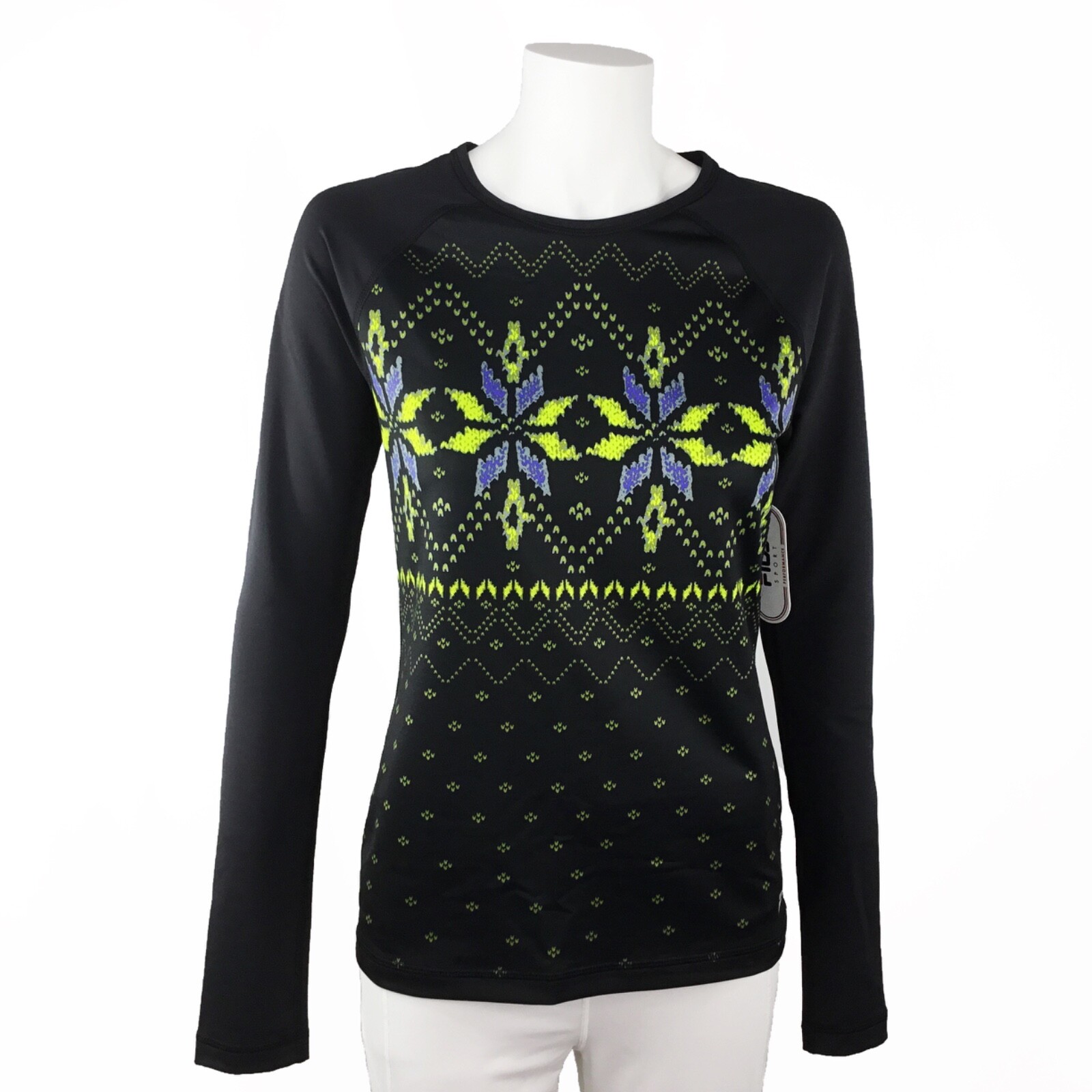 NUOVO! Top sportivo FILA Performance taglia M nero multi SRP $40