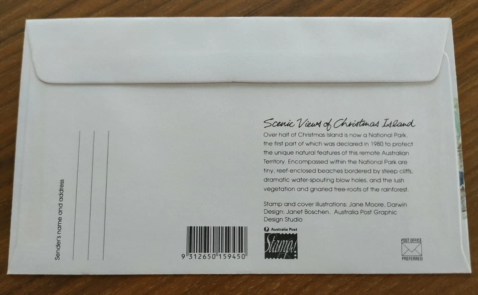 1993 Christmas Island Scenic Views Rain-Forest Tree-Roots Seaside 4v Stamps FDC - Image 3 of 3