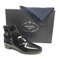 NEW Prada Ankle Boots Booties Shoes Womens Size 5.5 US 35.5 EU Black Patent