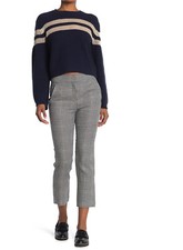 sz 10 NWT VERONICA BEARD Pants GEMINI Navy Grey Plaid Trousers Crop women Wales