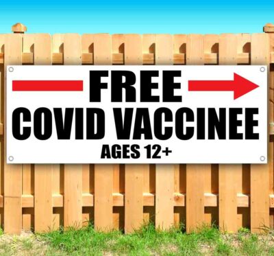 FREE VIRUS VACCINE RIGHT ARROW Advertising Vinyl Banner Flag Sign Many Sizes