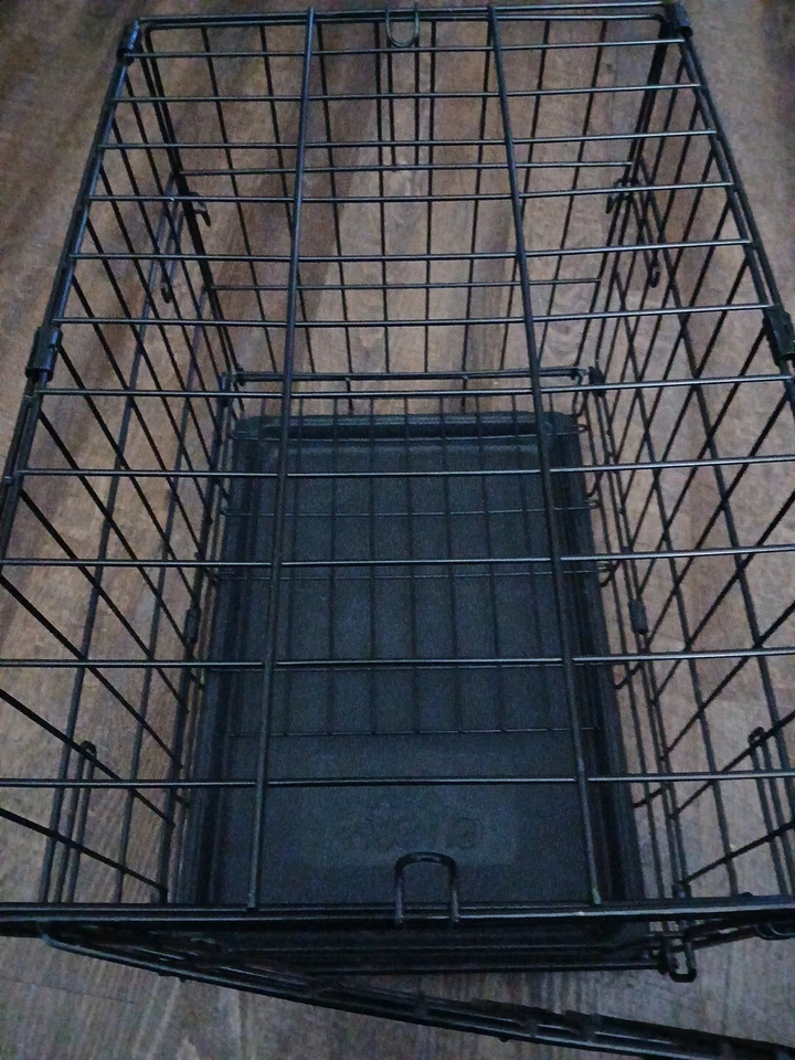  Cajón plegable para perros perrera caja metálica de una sola puerta con bandeja, 18x12x14" 10% de descuento Foto 3 de 3