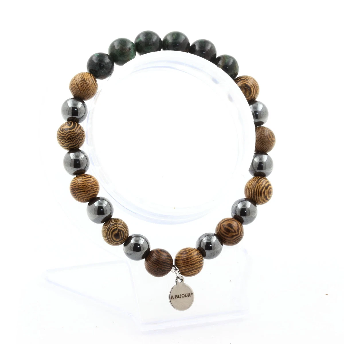 Bracelet Argent pierre verte goutte en Emeraude de Synthèse