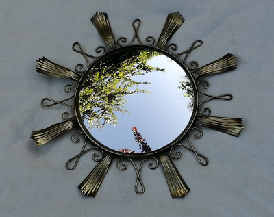 Sonnenspiegel Messing Ø ca. 54 cm Wandspiegel Sunburst Mirror 60s Design Spiegel