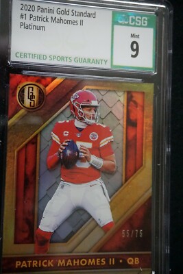 2020 PATRICK MAHOMES II PANINI GOLD STANDARD PLATIUM #55/75 MINT {9} CSG