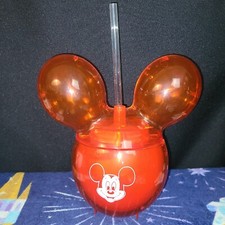 New Disney Parks Exclusive Mickey Mouse Red Balloon Ears Sipper Cup With Straw