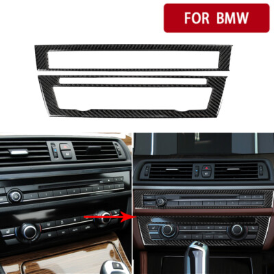 For BMW 5 Series F10 2011-2017 Real Carbon Fiber Interior Central CD Cover Trim