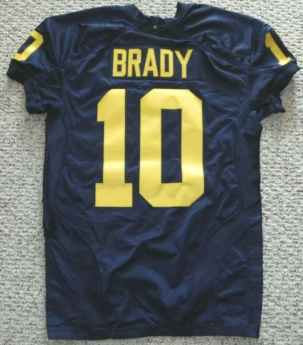 Jordan Men's Michigan Wolverines Tom Brady #10 Blue Dri-FIT