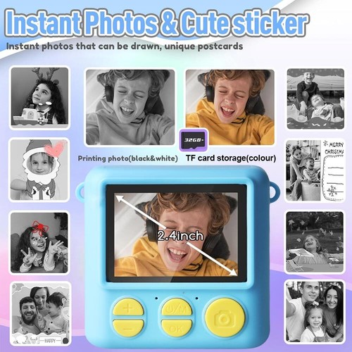 2.4"Kids Camera Instant Print, Christmas Birthday Gifts for Age 3-12 Open Box - Picture 10 of 20