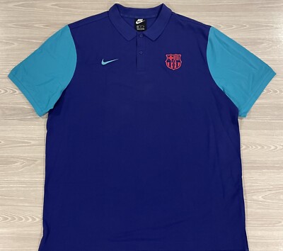 Nike FC Barcelona Polo Collar Shirt Blue La Liga Men's Size 2XL | eBay