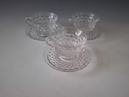 Fostoria American CUPS and SAUCERS Set of 3