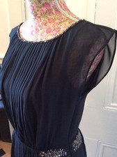 Monsoon Navy  Kipp Embellished Pleated Dress S 8 Pristine  Only 1 Ebay  Away