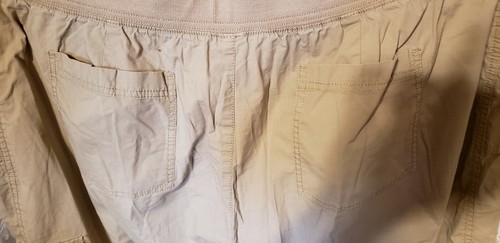 FADED GLORY TAN CAPRI PANTS SIZE 26W TIE FRONT ELASTIC WAIST 2690 - Picture 5 of 6