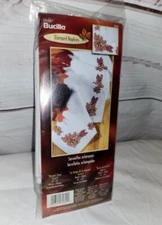 NEW Bucilla Stamped Cross Stitch Kit Harvest Time Set 4 Napkin Thanksgiving
