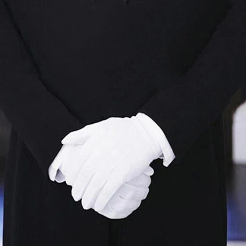 1 Par de Guantes Formales Blancos Esmoquin Guardia Desfile Hombres Inspección Elegante↔ Foto 4 de 4