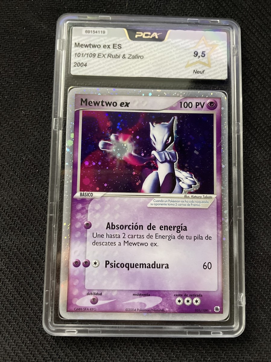 MEWTWO EX - POKEMON 101/109 EX RUBI & ZAFIRO PCA 9.5 NEUF SPANISH