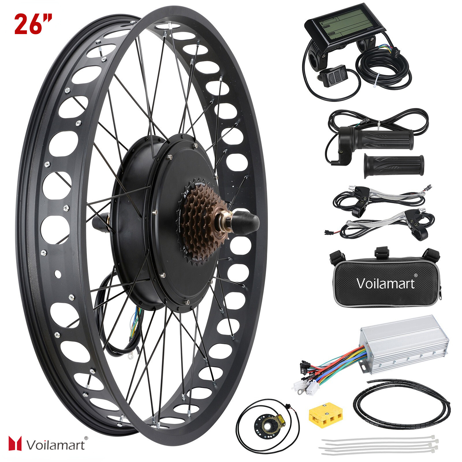 Voilamart 1500W 26″ Fat Tire  Rear Wheel E-Bike Conversion Kit