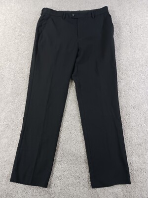 Alberto Cardinali Mens Dress Pants 36R Black Flat Front Viscose Blend