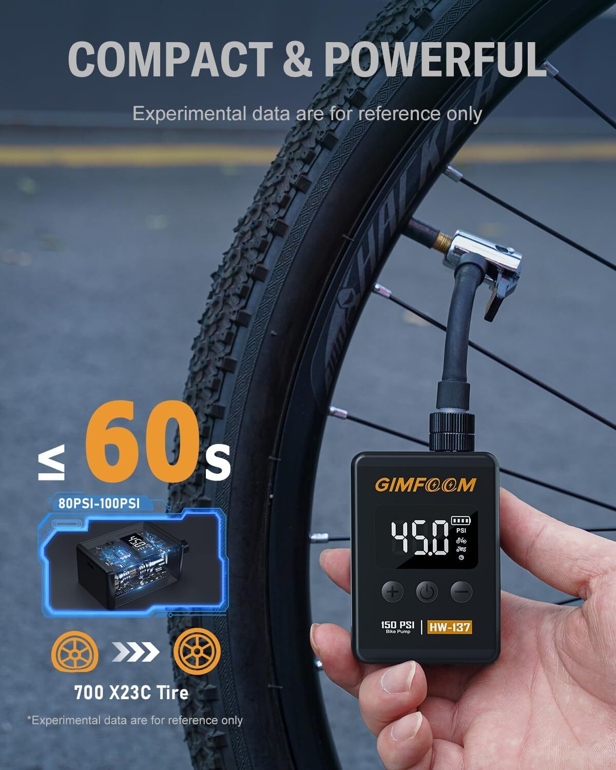 Bicycle Pump with Digital Pressure Gauge 150PSI Bike Pump Electric Bike