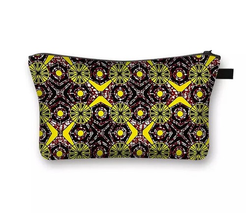 African Print Cosmetic Makeup Travel Tote Canvas Case Storage Zip Bag - Picture 13 of 22