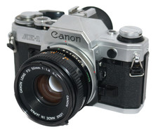 Canon AE-1 35mm SLR Film Camera w/ FD 50mm f/1.8 S.C. Lens - Tested Excellent