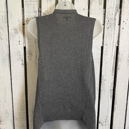 Apt.9 Petite XS Gray Sweater Vest Open Front Sleeveless Cardigan Top Fall Winter - Picture 8 of 12