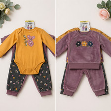 Baby Girl Outfit Set 6M 4pc Bundle Plush Pants Koala Bodysuit Floral Infant Set