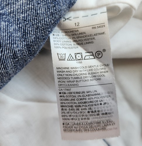 NWT Banana Republic $110 Stretch Linen Blue Chambray Blazer Two Button Womens 12 - Picture 9 of 9